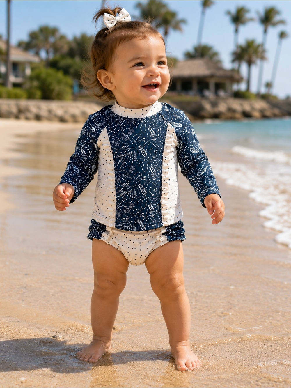Jessica Simpson 2 Piece Swimwear Baby Girls Rash Guard Beach Swimsuit Boho 12m